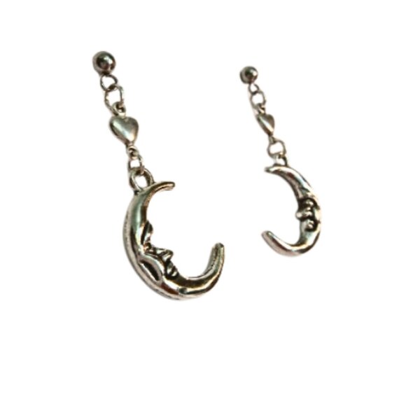 SMILING CRESCENT MOON EARRINGS - Picture 4 of 5